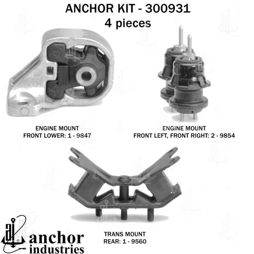 ANCHOR MOUNTS 300931 ENGINE MNT KIT