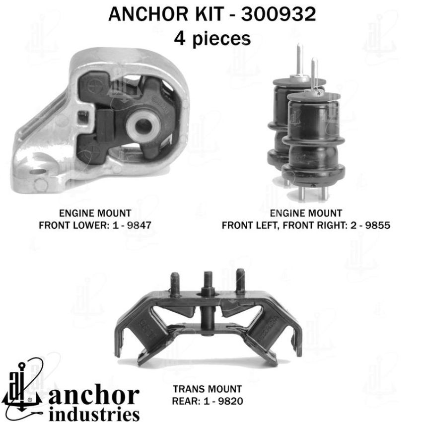 ANCHOR MOUNTS 300932 ENGINE MNT KIT