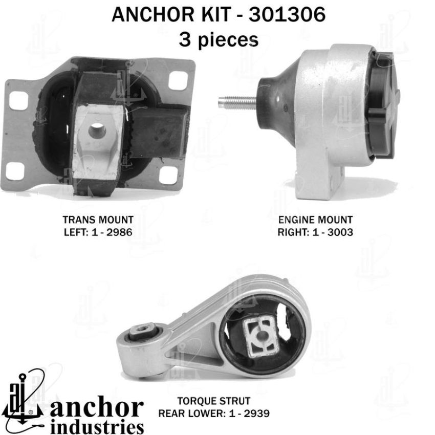 ANCHOR MOUNTS 301306 ENGINE MNT KIT