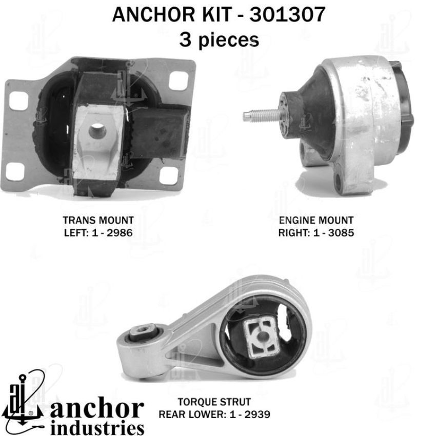 ANCHOR MOUNTS 301307 ENGINE MNT KIT