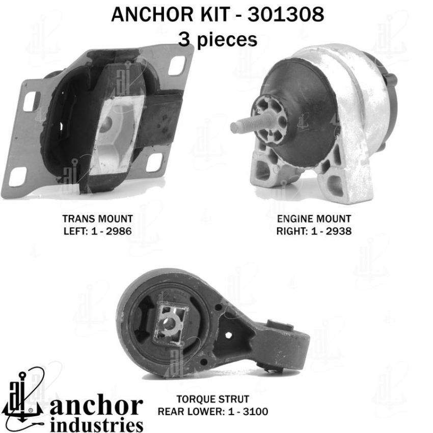 ANCHOR MOUNTS 301308 ENGINE MNT KIT