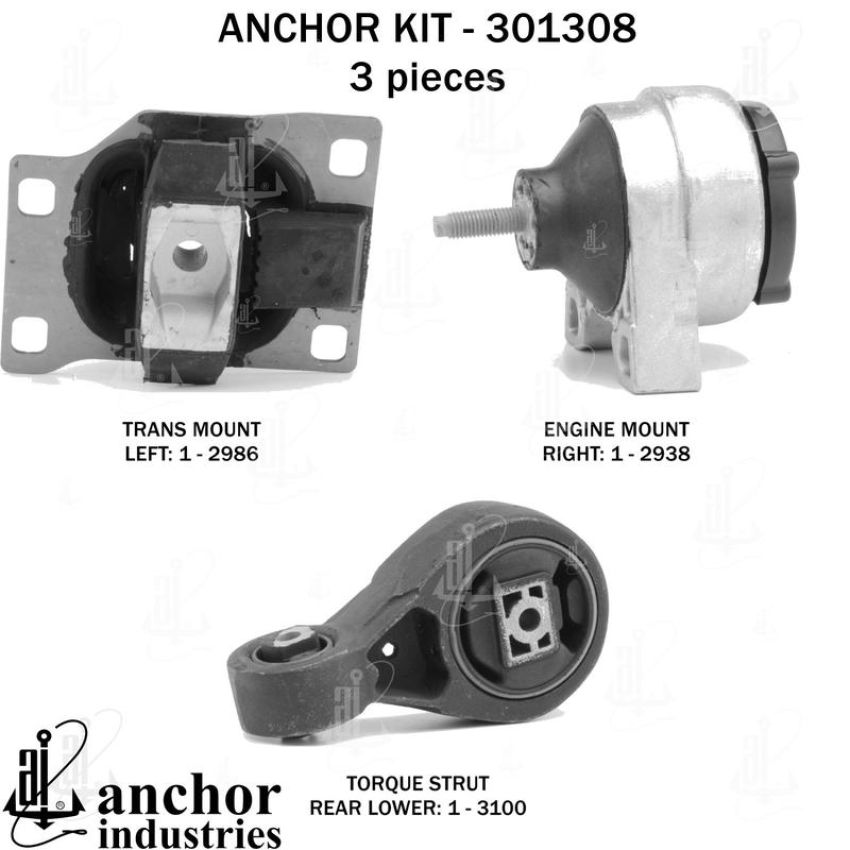 ANCHOR MOUNTS 301308 ENGINE MNT KIT