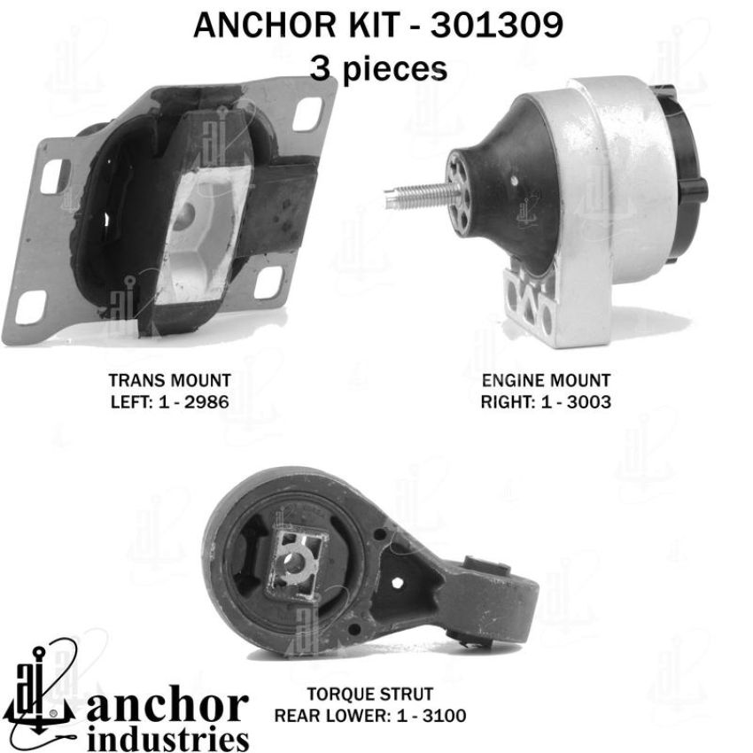 ANCHOR MOUNTS 301309 ENGINE MNT KIT