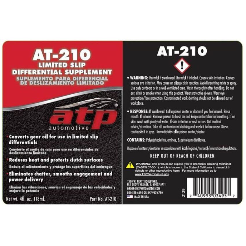ATP PARTS AT-210 Differential Oil Additive