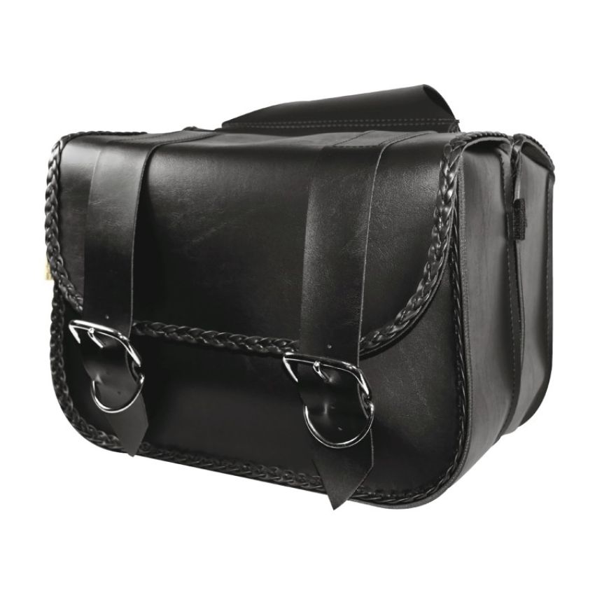 Willie & Max 58330-20 Universal Braided Straight Saddlebags (14.5 in L x 12 in W x 5.5 in H) - Black