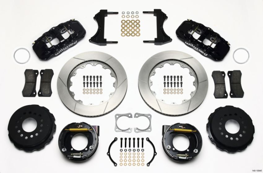 Wilwood 140-10945 AERO4 Rear P-Brake Kit 14.00in Chevy 12 Bolt-Spec 3.15in Brng