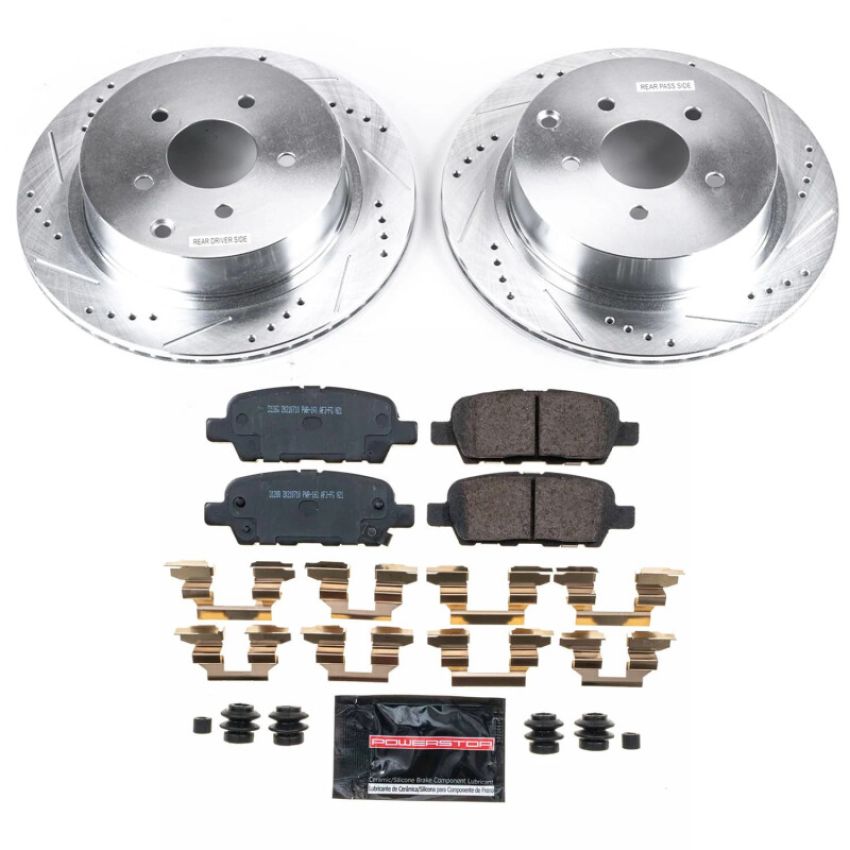 PowerStop K9134 Z23 Daily Driver Carbon-Fiber Ceramic Brake Pad and Drilled & Slotted Rotor Kit