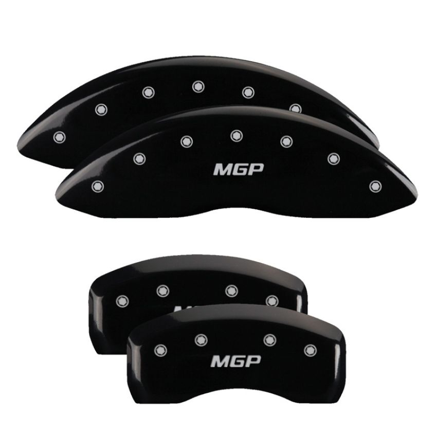 MGP 32003SMGPBK 4 Caliper Covers Engraved Front & Rear  Black finish silver ch