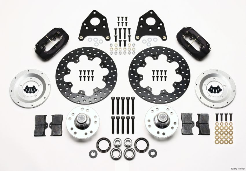 Wilwood 140-11930-D Forged Dynalite Front Drag Kit Drilled Rotor 1970-1973 Mustang Disc & Drum Spindle