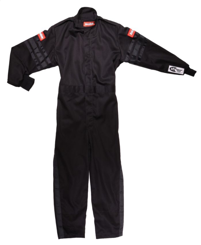 Racequip 1959993 Black Trim SFI-1 JR. Suit - KMedium