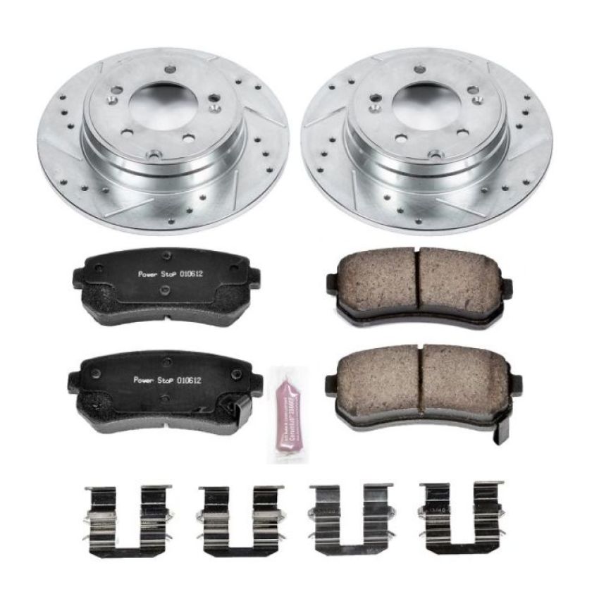 PowerStop K6936 Z23 Daily Driver Carbon-Fiber Ceramic Brake Pad and Drilled & Slotted Rotor Kit