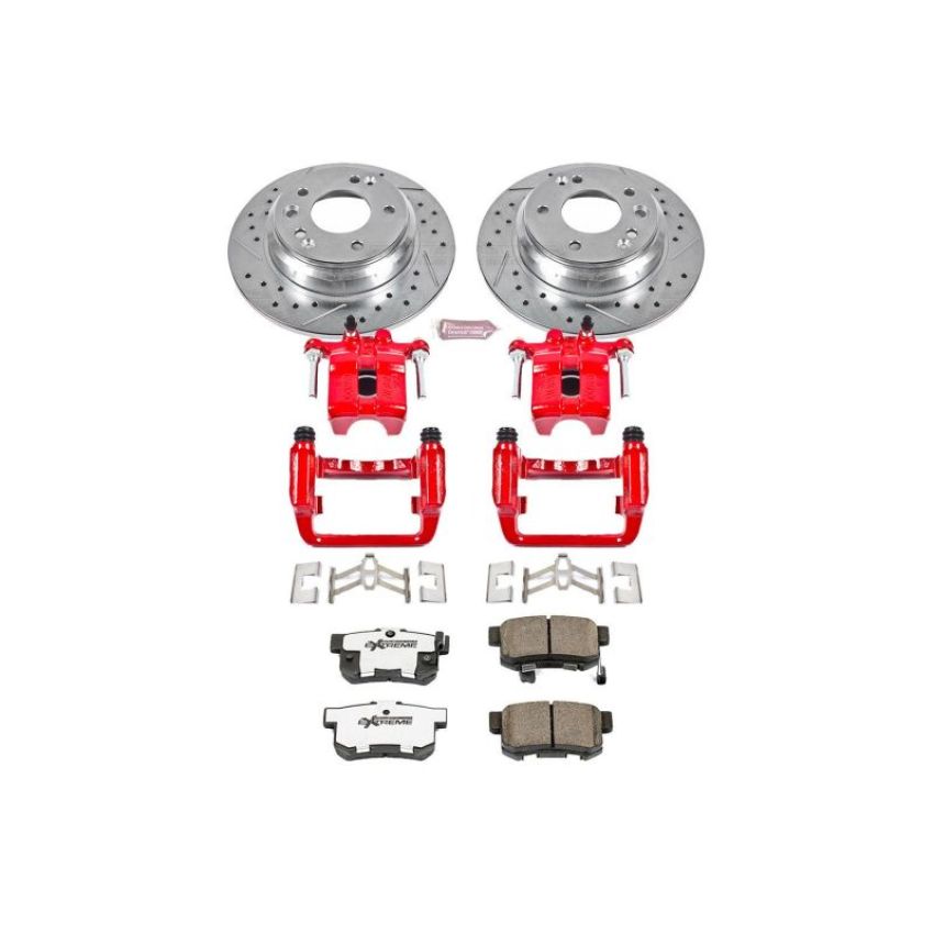 PowerStop KC3154-26 Z26 Street Performance Ceramic Brake Pad, Drilled Slotted Rotor, and Caliper Kit