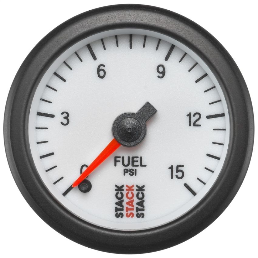 AutoMeter ST3354 Stack 52mm 0-15 PSI 1/8in NPTF Male Pro Stepper Motor Fuel Pressure Gauge - White