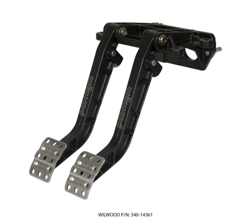 Wilwood 340-14361 Adjustable-Tandem Dual Pedal - Brake / Clutch - Fwd. Swing Mount - 7.0:1 - Black E-Coat