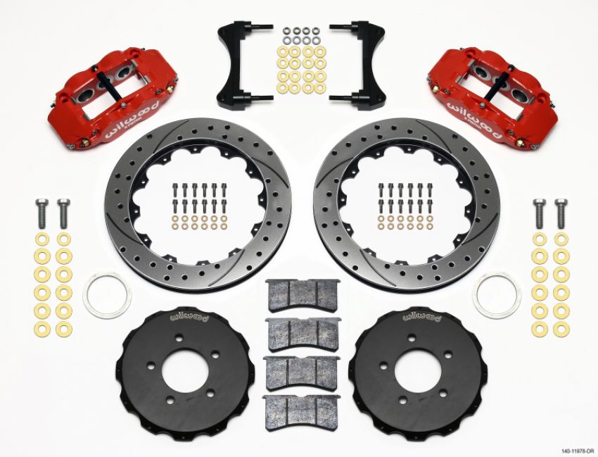 Wilwood 140-11978-DR Narrow Superlite 6R Front Hat Kit 12.88in Drill Red 2006-Up Civic / CRZ