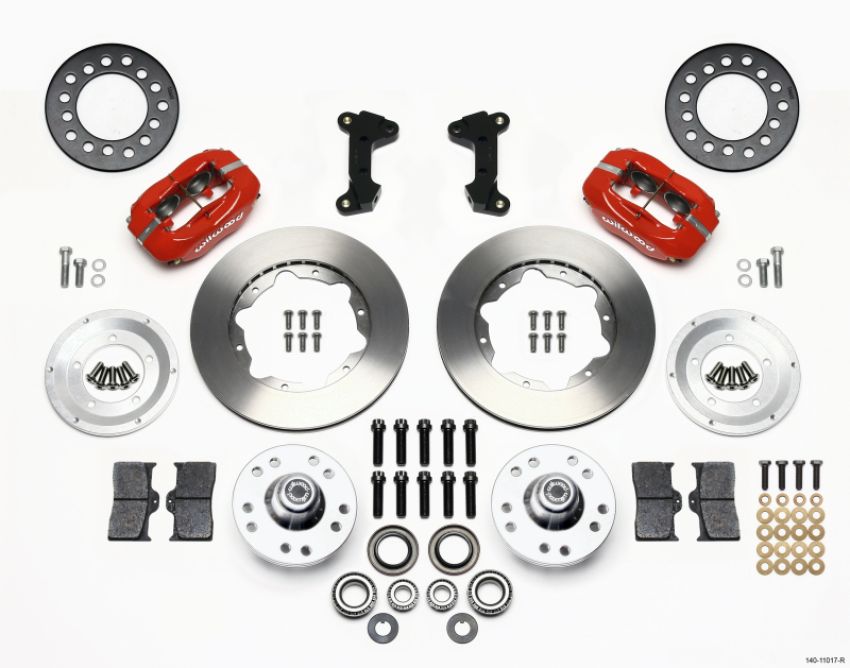 Wilwood 140-11017-R Forged Dynalite Front Kit 11.00in Red 74-80 Pinto/Mustang II Disc Spindle only