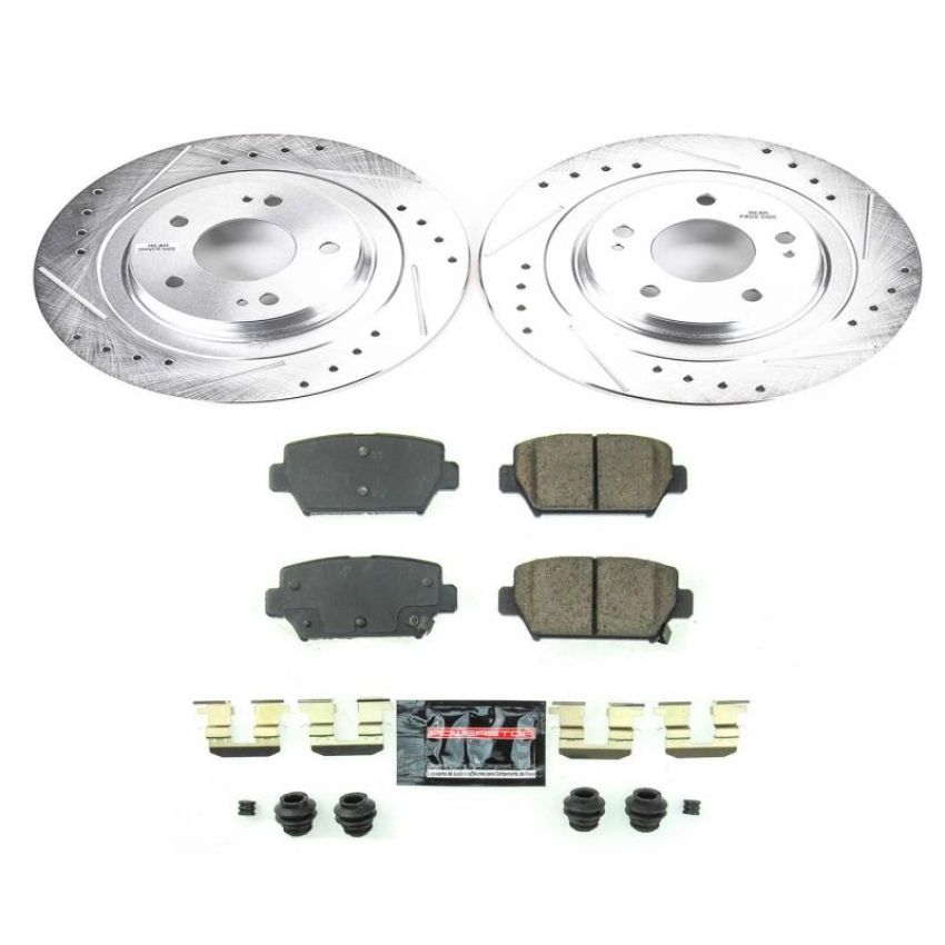PowerStop K8434 Z23 Daily Driver Carbon-Fiber Ceramic Brake Pad and Drilled & Slotted Rotor Kit