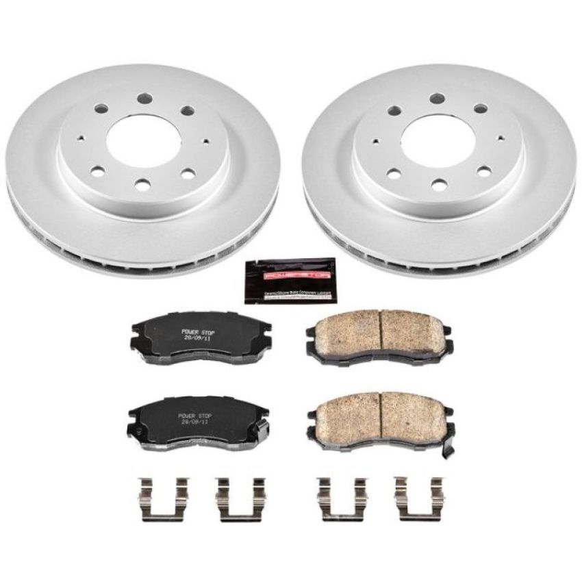 PowerStop CRK1090 Genuine Geomet Coated Rotor and Low-Dust Ceramic Brake Pad Kit