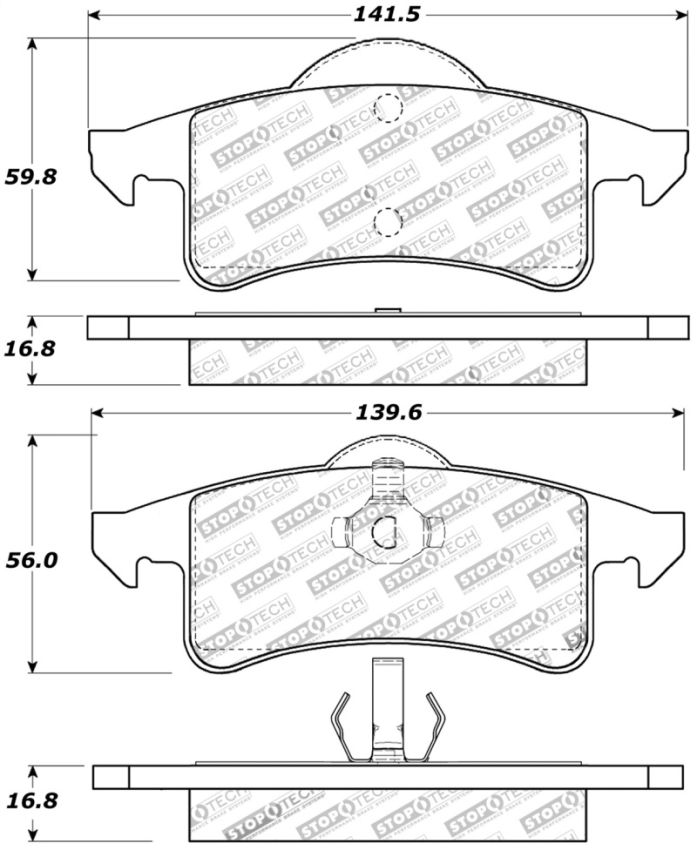 Stoptech 309.07910 Sport Brake Pads w/Shims and Hardware
