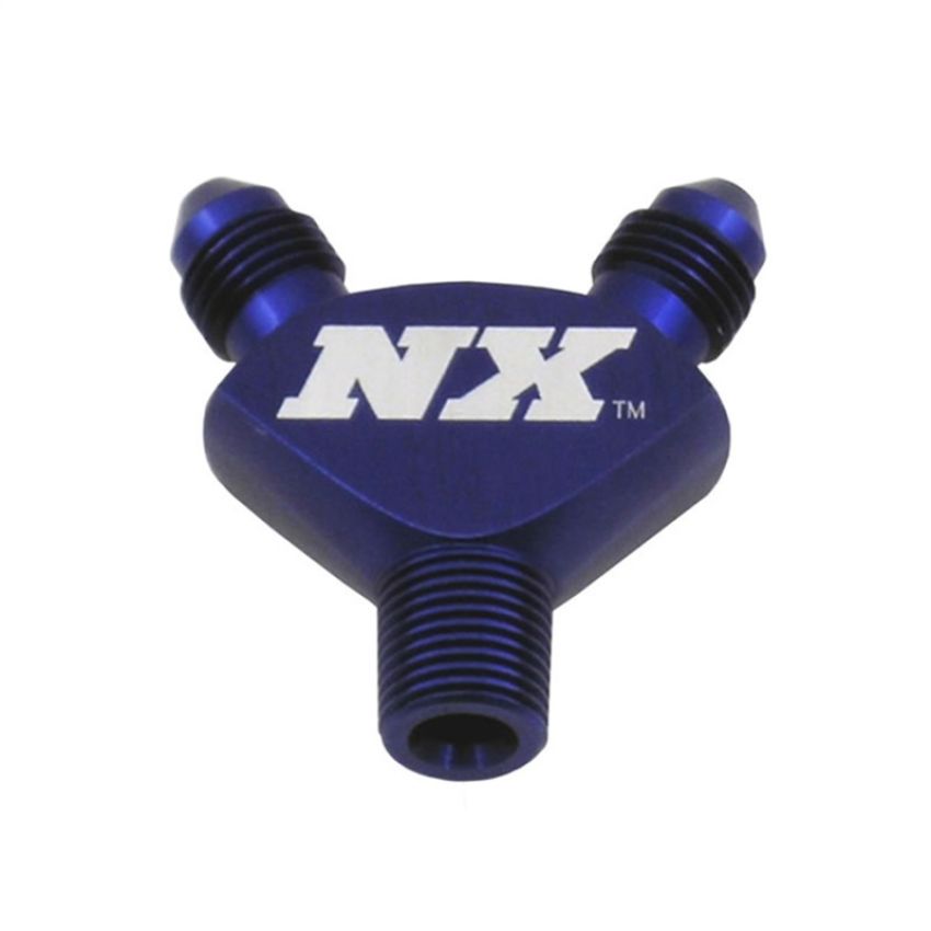 Nitrous Express 16078 1/8NPT x 3AN x 3AN BILLET PURE-FLO Y FITTING (BLUE)