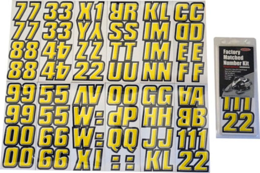 Hardline YEBLK500 Snowmobile Lettering Registration Kit 2 in. - 500 Yellow/Black