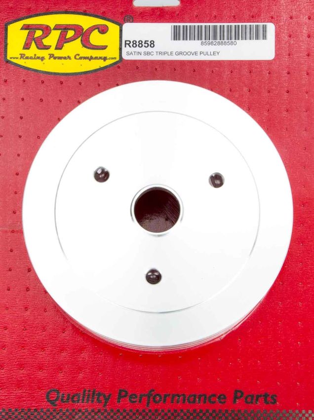 RACING POWER CO-PACKAGED RPCR8858 SBC Triple Groove Lower Pulley SWP Satin