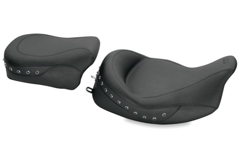 Mustang Motorcycle 76069 Mustang 08-21 Harley Electra Glide,Rd Glide,Rd King,Street Glide Solo Seat w/Blk Pearl Studs- Black