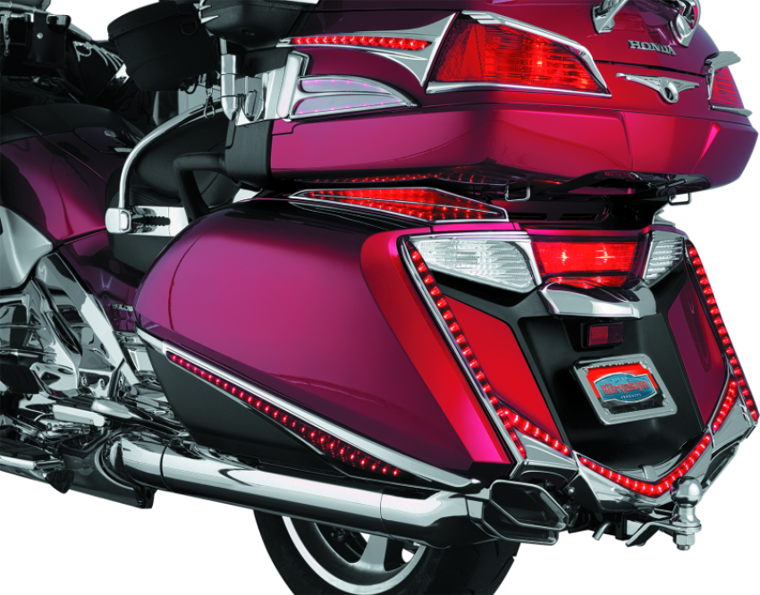 Kuryakyn 3236 L.E.D. Rear Fender Tip 12-17 GL1800 Chrome Red Lens