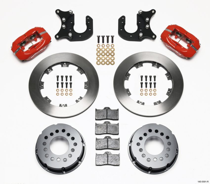 Wilwood 140-5591-R Forged Dynalite P/S Rear Kit Red Mopar/Dana 2.36in Off w/Snap Ring Brng