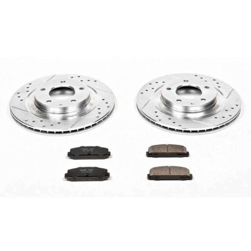 PowerStop K4835 Z23 Daily Driver Carbon-Fiber Ceramic Brake Pad and Drilled & Slotted Rotor Kit