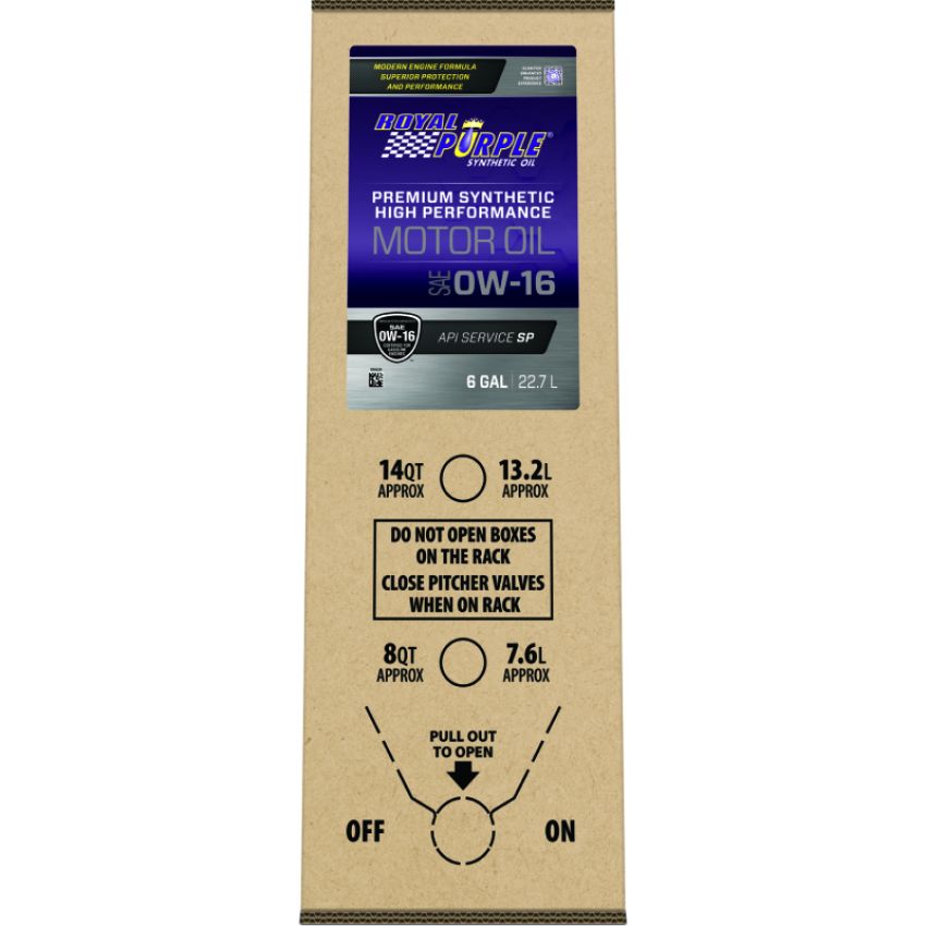 Royal Purple 60016 High Performance Ultra-Low Viscosity 0W-16 Motor Oil - 6 Gallon Bag-In-Box