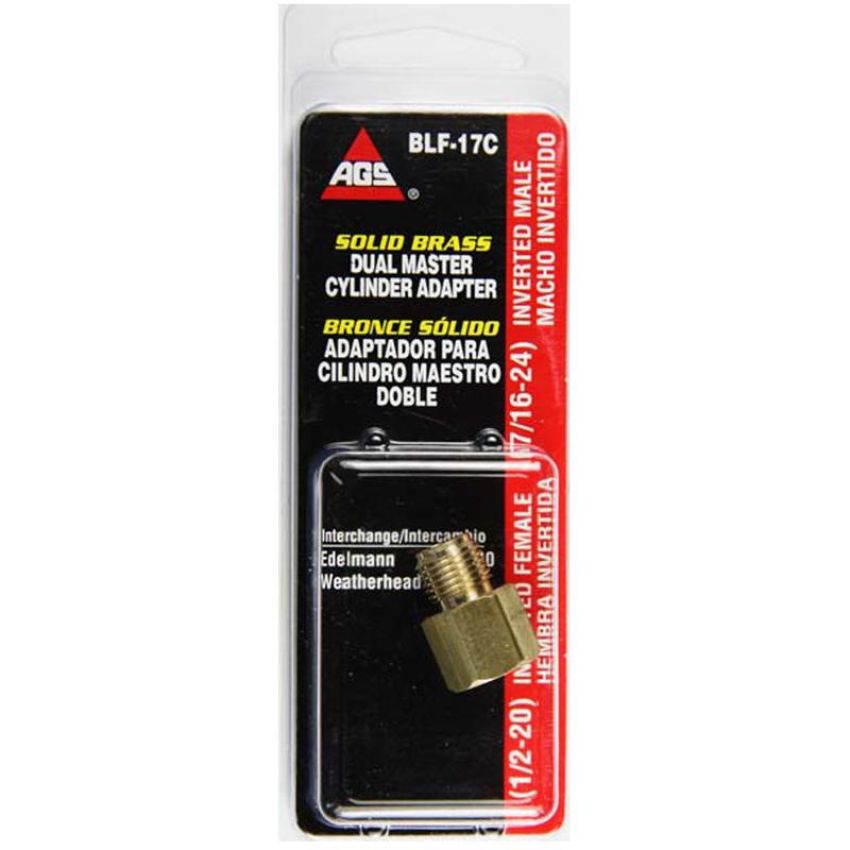 AGS BLF-17C Brass Adapter, Female(1/2-20 Inverted), Male(7/16-24 Inverted), 1/card