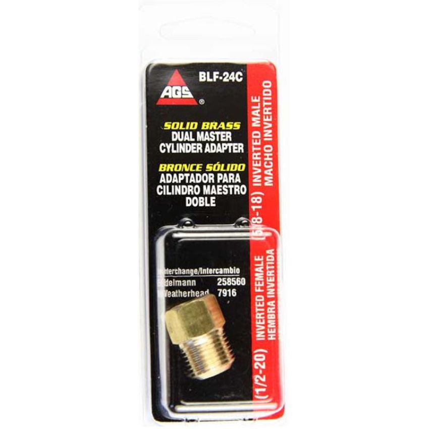 AGS BLF-24C Brass Adapter, Female(1/2-20 Inverted), Male(5/8-18 Inverted), 1/card