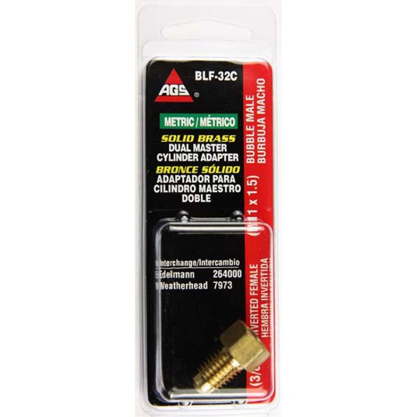 AGS BLF-32C Brass Adapter, Female(3/8-24 Inverted), Male(M11x1.5 Bubble), 1/card