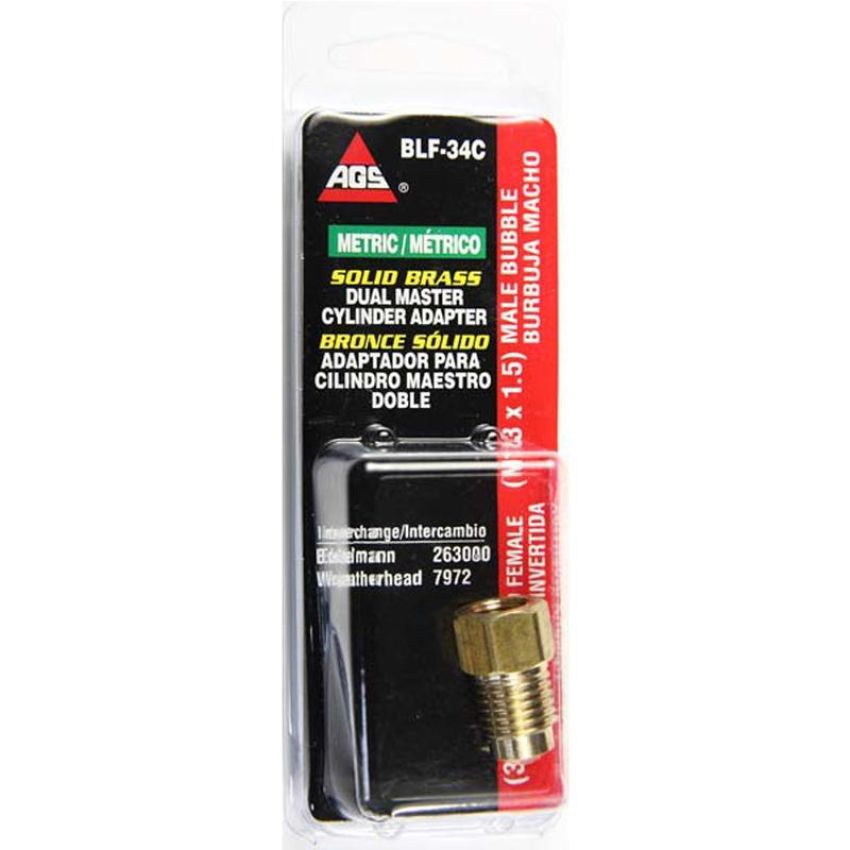 AGS BLF-34C Brass Adapter, Female(3/8-24 Inverted), Male(M13x1.5 Bubble), 1/card