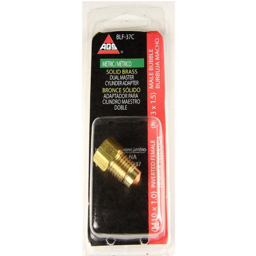 AGS BLF-37C Brass Adapter, Female(M10x1.0 Inverted), Male(M13x1.5 Bubble), 1/card