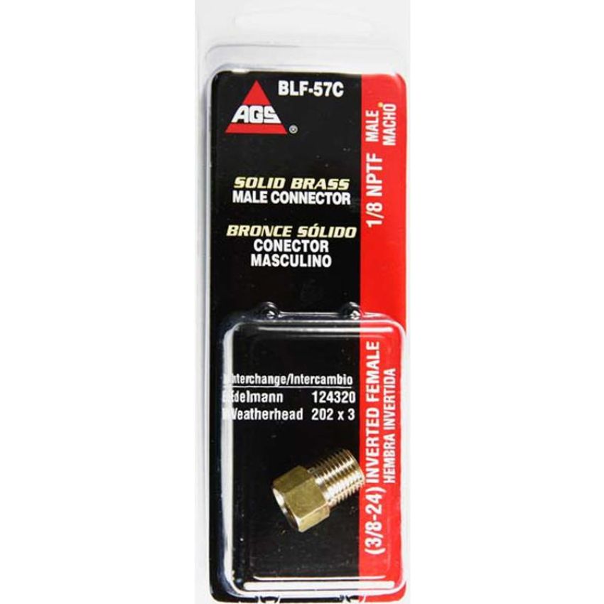 AGS BLF-57C Brass Connector, Female(3/8-24 Inverted), Male(1/8-27 NPTF), 1/card
