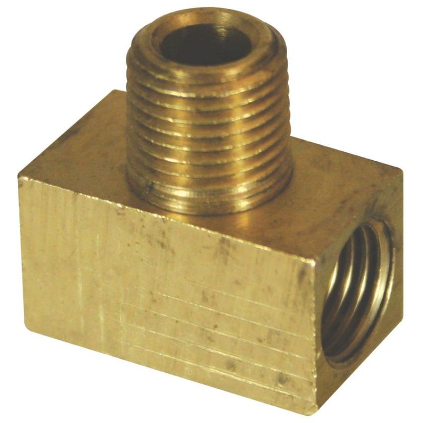 AGS BLF-58C Brass Brake Line Tee, Female(3/8-24 Inverted), Male(1/8-27 NPTF), 1/card