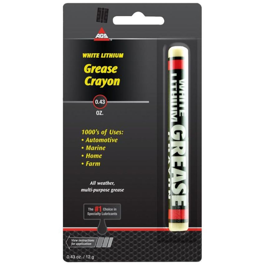 AGS CY-1 White Lithium Crayon, Grease Stick, .43 oz, Card