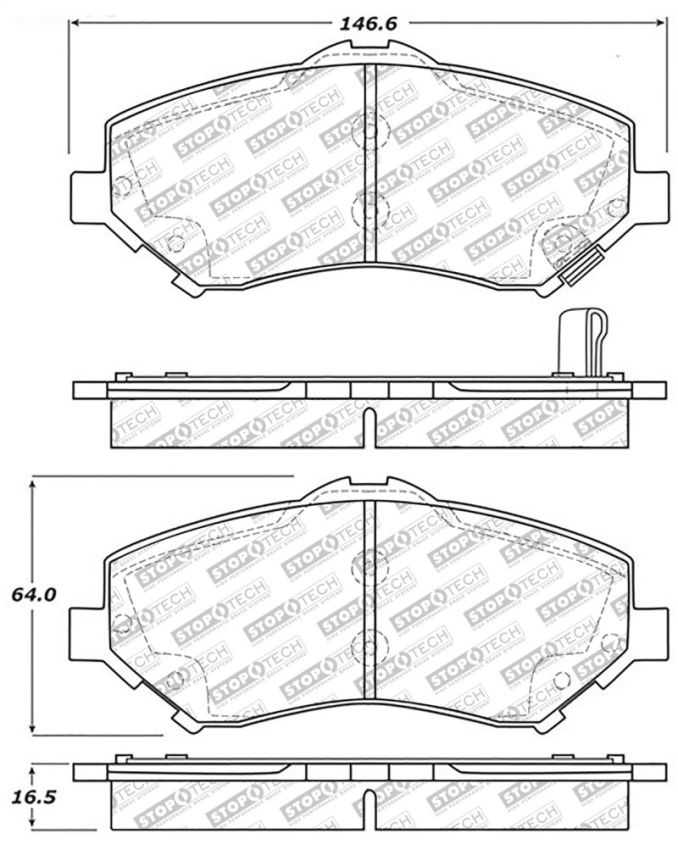 Stoptech 305.12730 Street Select Brake Pads - Rear