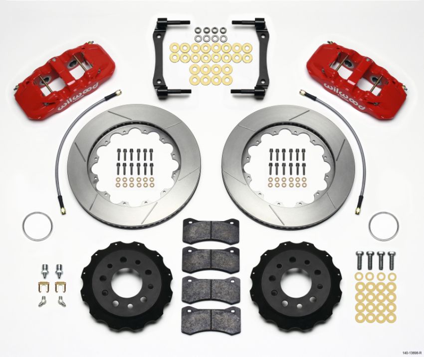 Wilwood 140-13698-R AERO4 Rear Kit 14.25in Red 2014-Up Corvette C7 w/Lines