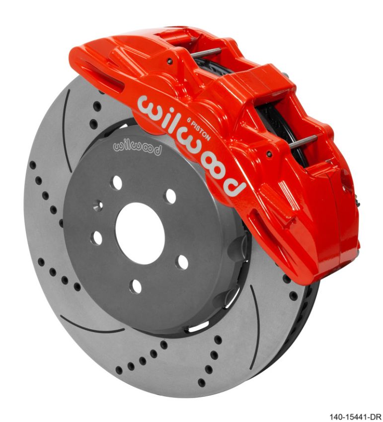Wilwood 140-15441-DR SX6R Front Brake Kit 15in SRP Drilled/Slotted Rotor - Red