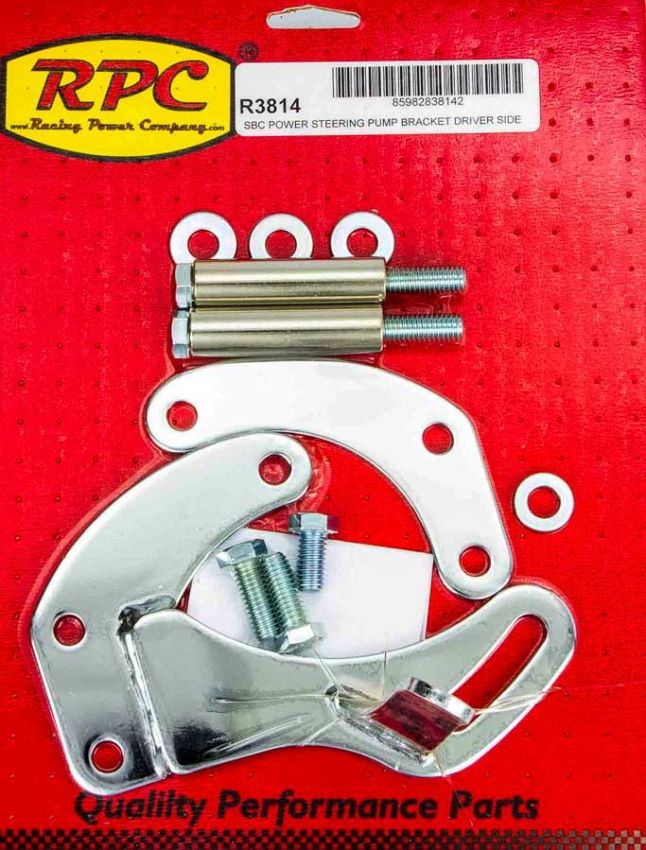 RACING POWER CO-PACKAGED RPCR3814 SBC Saginaw Power Steer Bracket Swp Chrome