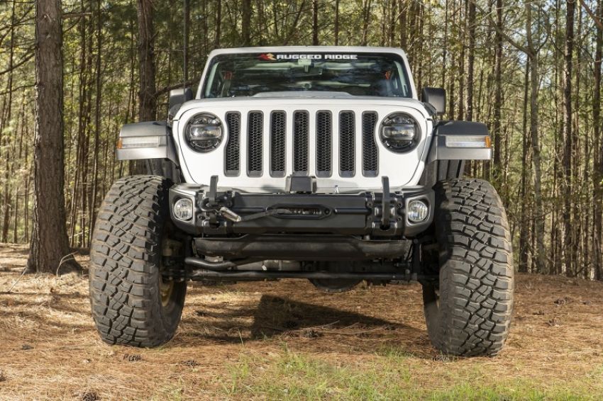 Rugged Ridge 11549.04 Arcus Front Bumper Set W/Tray & Hooks 18-20 Jeep Wrangler JL/JT