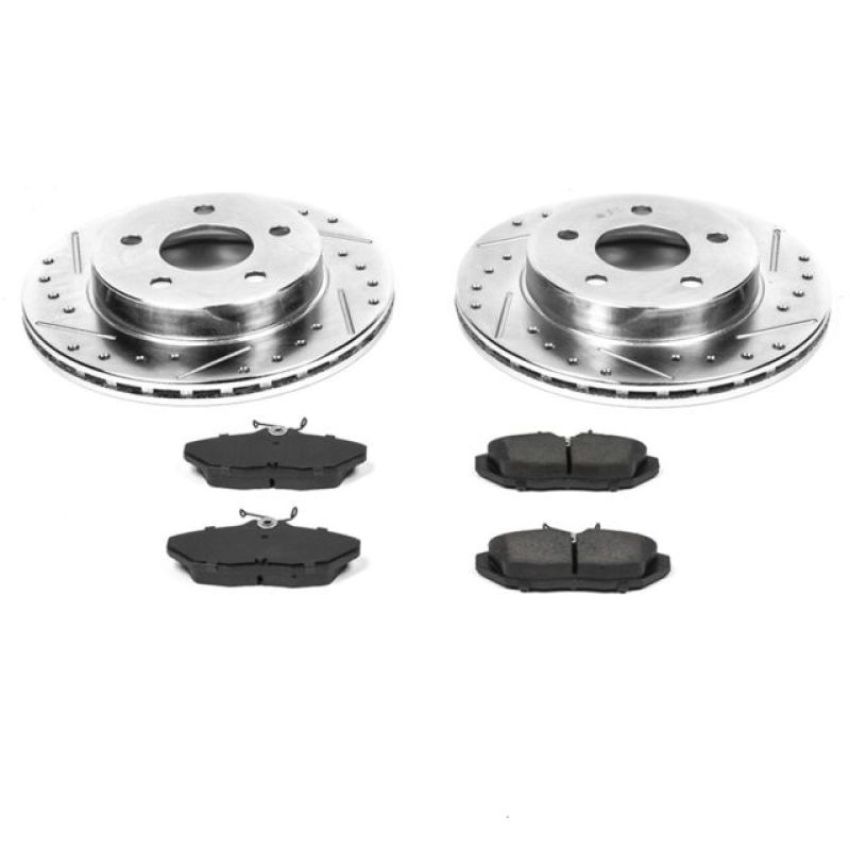 PowerStop K1297 Z23 Daily Driver Carbon-Fiber Ceramic Brake Pad and Drilled & Slotted Rotor Kit