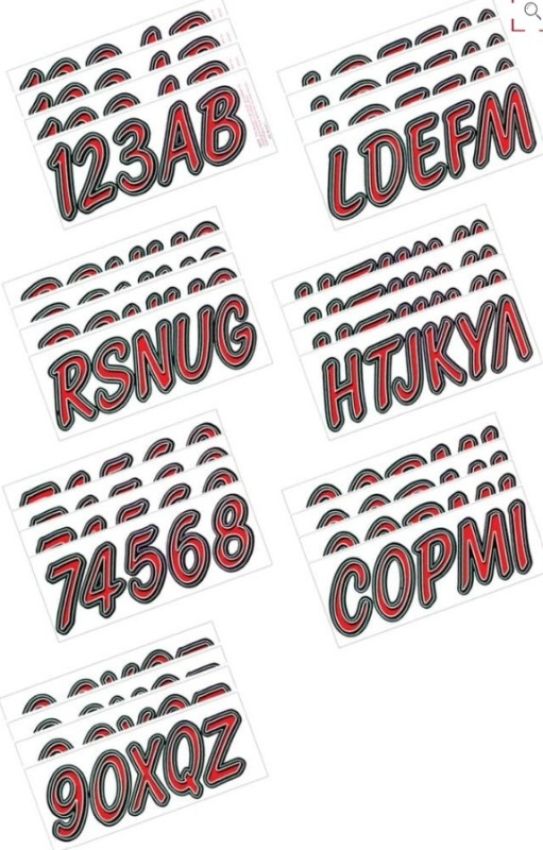 Hardline DGBKG400 Boat Lettering Registration Kit 3 in. - 400 Dark Red/Black
