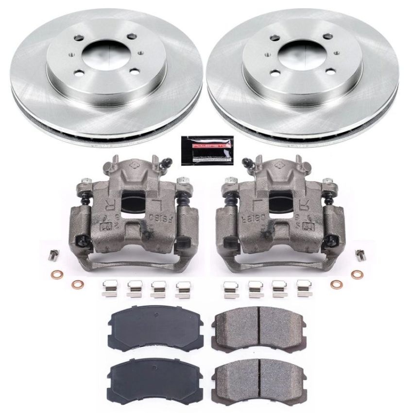 PowerStop KCOE1215 OE Stock Replacement Low-Dust Ceramic Brake Pad, Rotor and Caliper Kit
