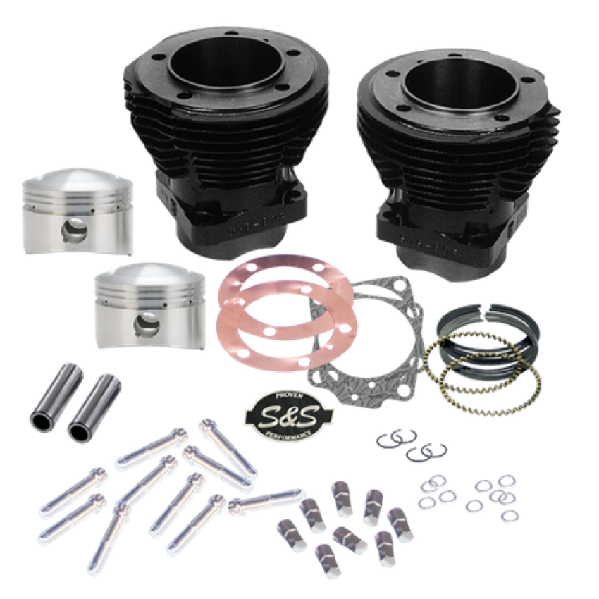 S&S Cycle 91-9001 79-84 BT 88in Sidewinder 3-5/8in Big Bore Cylinder Kit - Gloss Black