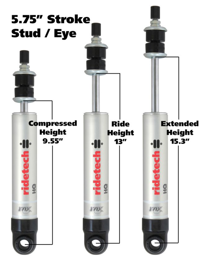 Ridetech 22169845 Front HQ Shock Absorber with 5.75