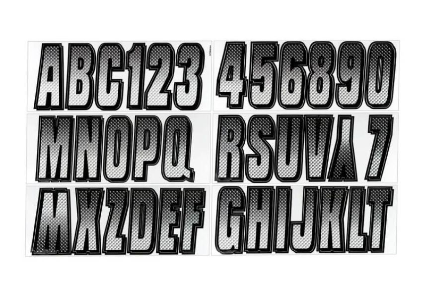 Hardline WHBKG300 Boat Lettering Registration Kit 3 in. - 300 White/Black